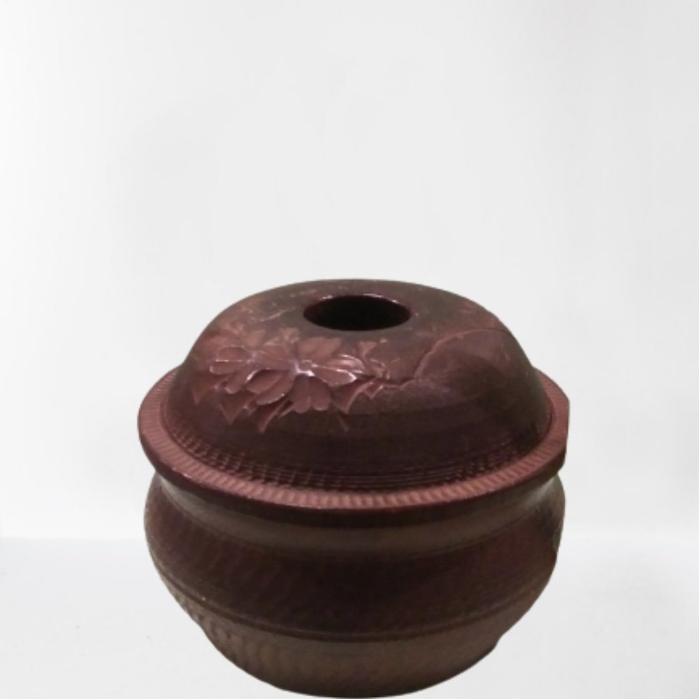 vintage  Hair receiver all wood carved flowers